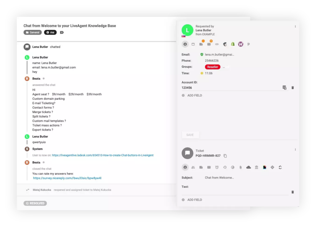 Ejemplo de conexión de CRM y herramienta de atención al cliente