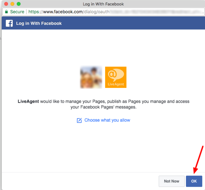 Dando permiso a LiveAgent para gestionar tu página de Facebook