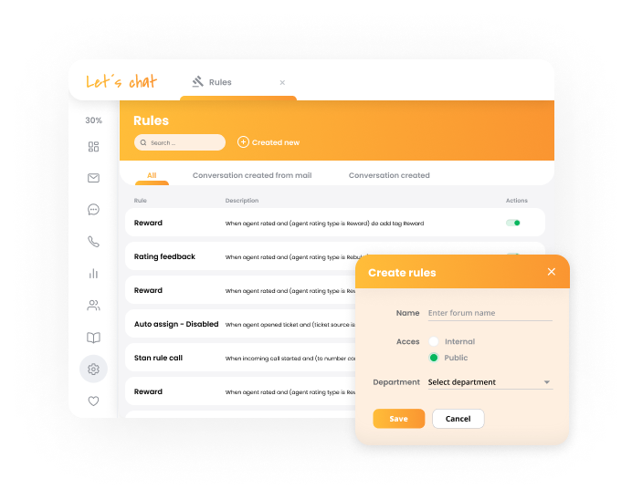 La función de automatización de LiveAgent